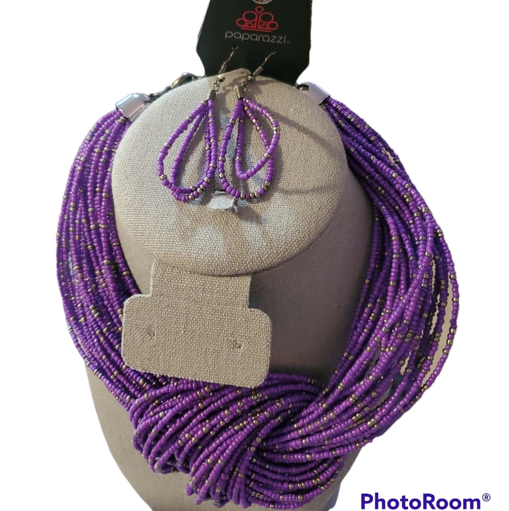 Paparazzi Purple Necklace with Matching Earrings